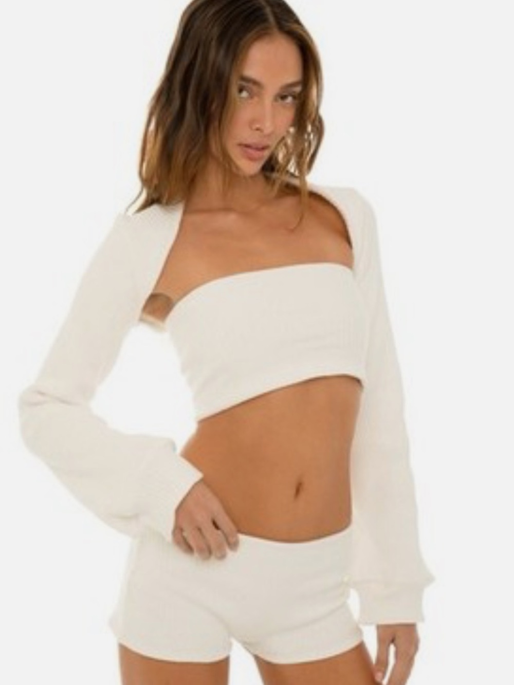 Are You Am I Myah Shrug White Cardigan